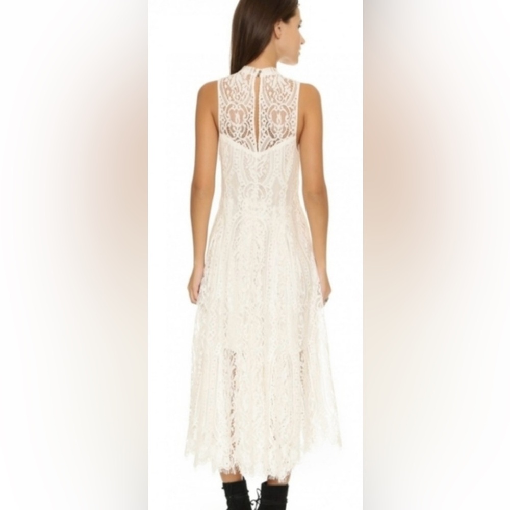 Free People Sleeveless Angel Rays Illusion Floral Lace Midi Trapeze Dress - Picture 4 of 11